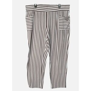 AnyBody Brown White Vertical Striped Loungewear Pants XL A393062 Relaxed Fit